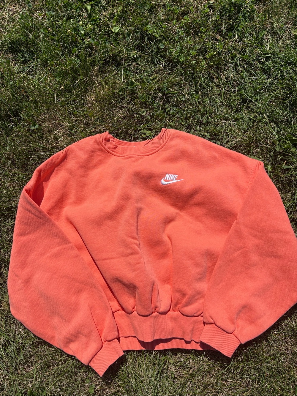 Nike Girls Large Crewneck Sweatshirt Orange Embroidered Swoosh